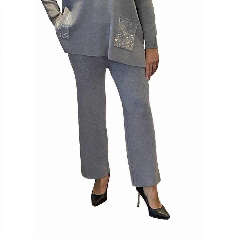 NEW ETERNELLE women's elle knit wide pants in grey